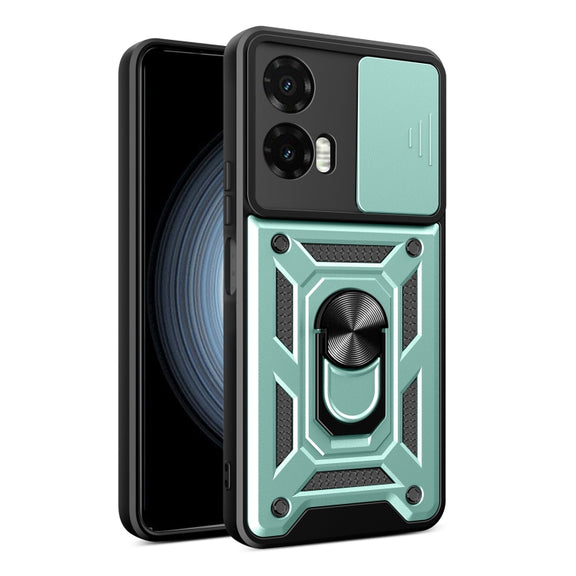 For Motorola Moto G35 5G Global Sliding Camera Cover Design TPU+PC Phone Case(Mint Green)