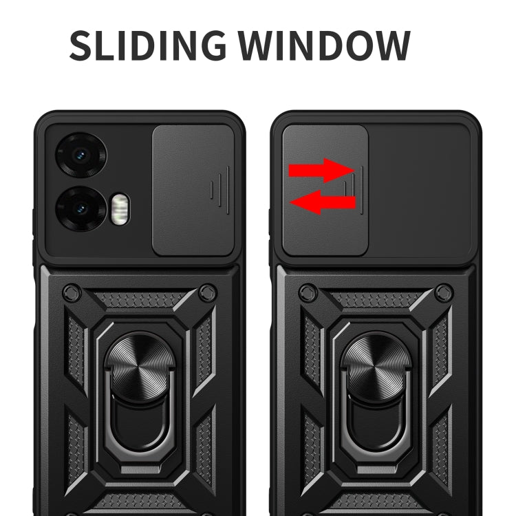 For Motorola Moto G35 5G Global Sliding Camera Cover Design TPU+PC Phone Case(Black)