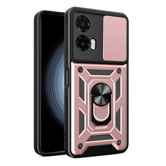 For Motorola Moto G35 5G Global Sliding Camera Cover Design TPU+PC Phone Case(Rose Gold)