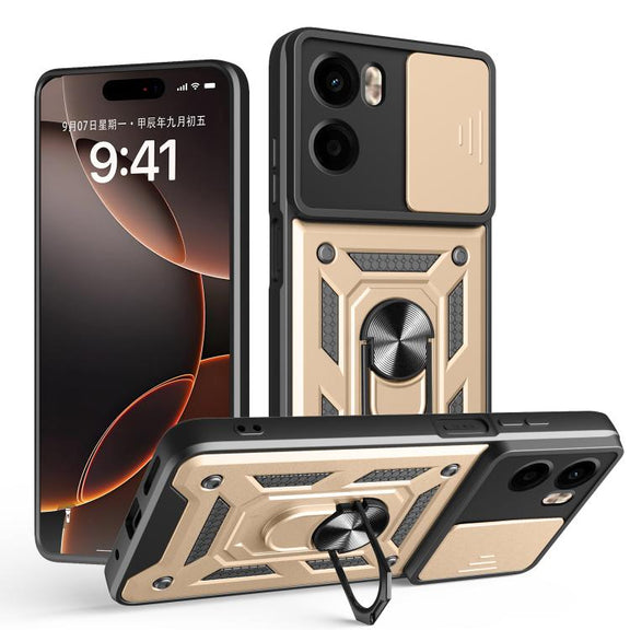 For Motorola Moto G05 Sliding Camera Cover Design TPU+PC Phone Case(Gold)