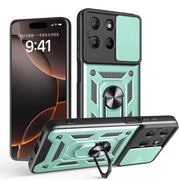 For Motorola Moto G15 Sliding Camera Cover Design TPU+PC Phone Case(Mint Green)