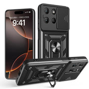 For Motorola Moto G15 Sliding Camera Cover Design TPU+PC Phone Case(Black)