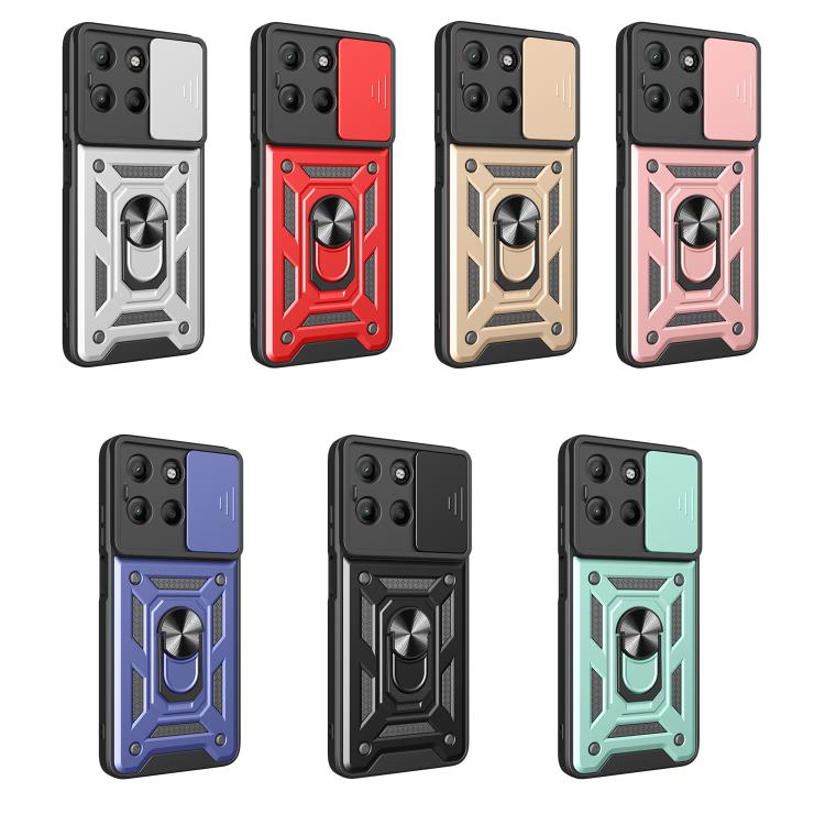 For Motorola Moto G15 Sliding Camera Cover Design TPU+PC Phone Case(Black)