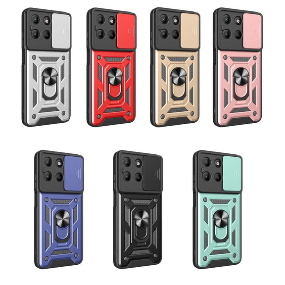 For Motorola Moto G15 Sliding Camera Cover Design TPU+PC Phone Case(Blue)