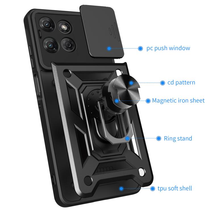 For Motorola Moto G Power 2025 Sliding Camera Cover Design TPU+PC Phone Case(Black)