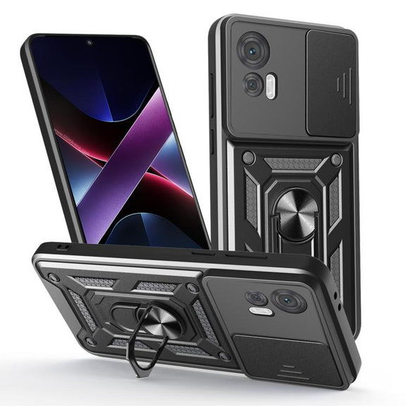 For Motorola Edge 30 Neo Sliding Camera Cover Design TPU+PC Phone Case(Black)