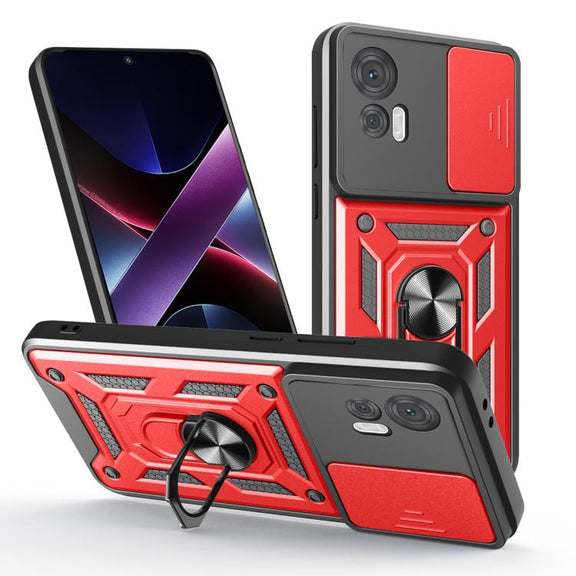 For Motorola Edge 30 Neo Sliding Camera Cover Design TPU+PC Phone Case(Red)