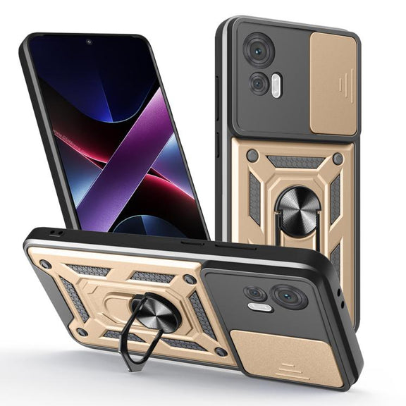 For Motorola Edge 30 Neo Sliding Camera Cover Design TPU+PC Phone Case(Gold)