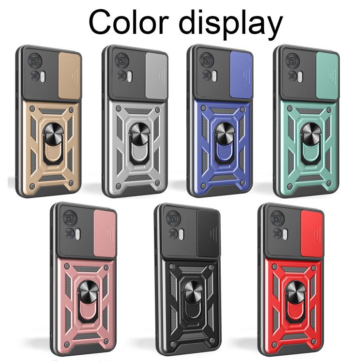 For Motorola Edge 30 Neo Sliding Camera Cover Design TPU+PC Phone Case(Blue)
