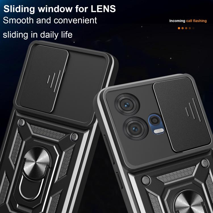 For Motorola Edge 30 Fusion Sliding Camera Cover Design TPU+PC Phone Case(Black)