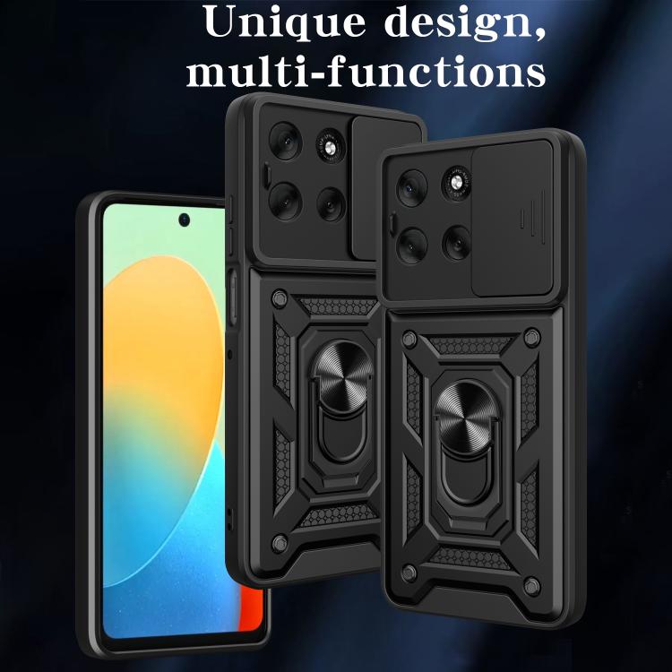 For Motorola Moto G56 5G Sliding Camera Cover Design TPU+PC Phone Case(Black)