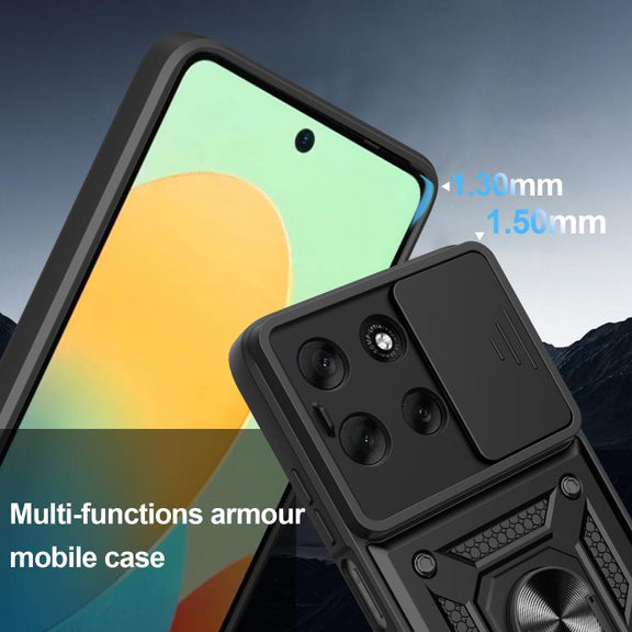 For Motorola Moto G56 5G Sliding Camera Cover Design TPU+PC Phone Case(Black)