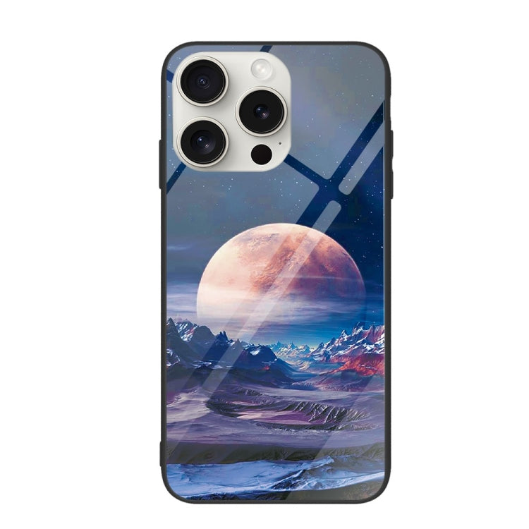 For iPhone 16 Pro Max Colorful Painted Glass Phone Case(Moon Hill) - iPhone 16 Pro Max Cases by PMC TechLife | Online Shopping South Africa | PMC TechLife | Buy Now Pay Later Mobicred