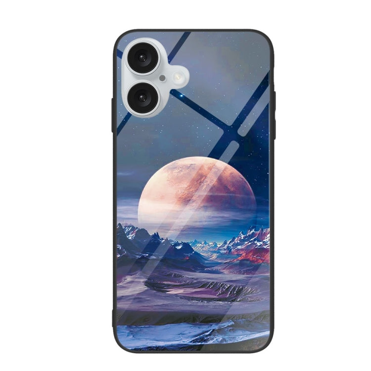For iPhone 16 Plus Colorful Painted Glass Phone Case(Moon Hill) - iPhone 16 Plus Cases by PMC TechLife | Online Shopping South Africa | PMC TechLife | Buy Now Pay Later Mobicred