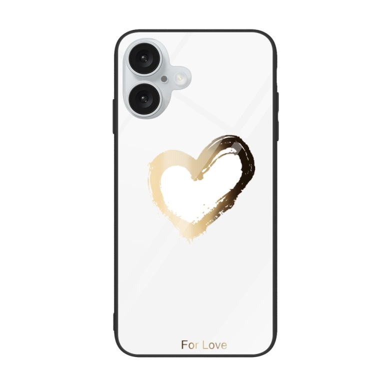 For iPhone 16 Colorful Painted Glass Phone Case(Golden Love) - free shipping - PMC TechLife - Order now!