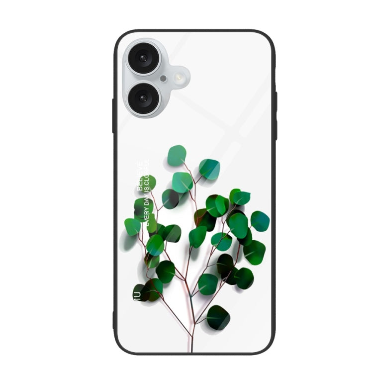 For iPhone 16 Colorful Painted Glass Phone Case(Sapling) - iPhone 16 Cases by PMC TechLife | Online Shopping South Africa | PMC TechLife | Buy Now Pay Later Mobicred