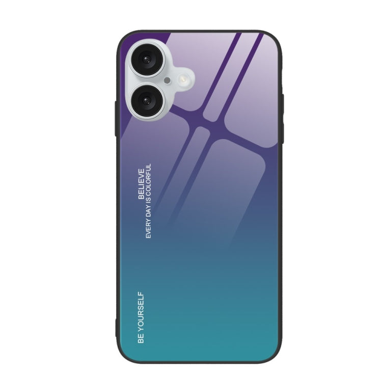 For iPhone 16 Gradient Color Glass Phone Case(Aurora Blue) - iPhone 16 Cases by PMC TechLife | Online Shopping South Africa | PMC TechLife | Buy Now Pay Later Mobicred