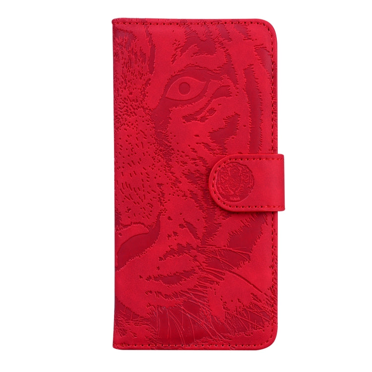 For iPhone 16e Tiger Embossing Pattern Leather Phone Case(Red) - iPhone 16e Cases by PMC TechLife | Online Shopping South Africa | PMC TechLife | Buy Now Pay Later Mobicred