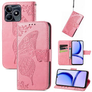 For Realme C53 Butterfly Love Flower Embossed Leather Phone Case(Pink)