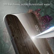 For iPhone 16 Pro Max Wood Grain Glass Phone Case(Black)