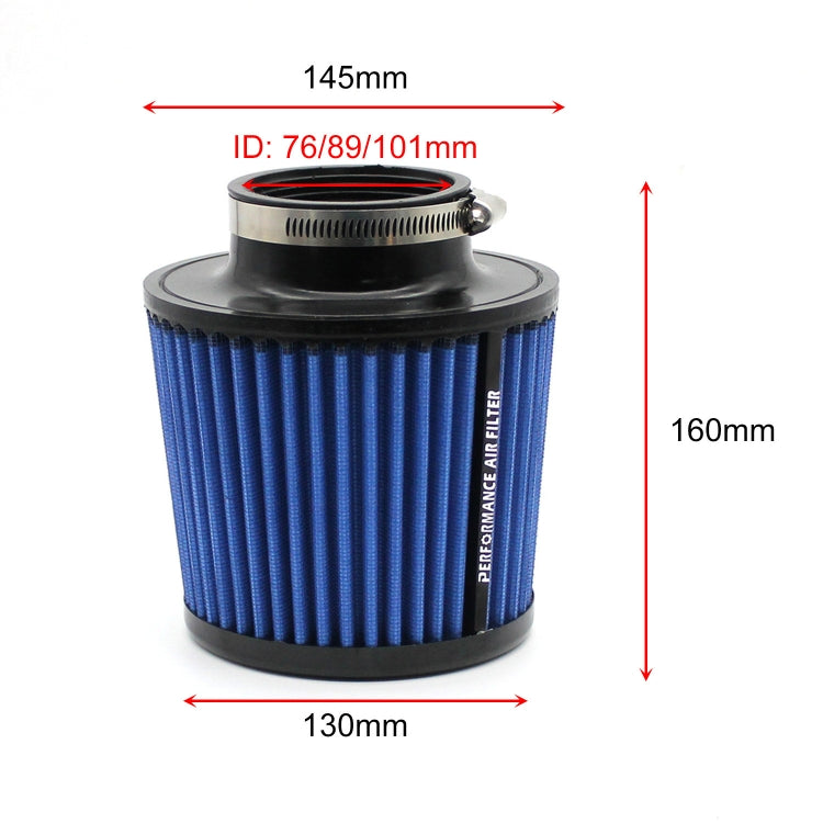 XH-UN077-079 Car High Flow Cold Cone Engine Air Intake Filter, Size:101mm(Blue)