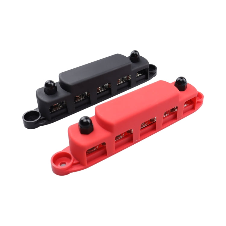CP-4123 1 Pair RV Yacht M8 Single Row 5-way Power Distribution Block Busbar with Cover(Black + Red) - Booster Cable & Clip by PMC TechLife | Online Shopping South Africa | PMC TechLife | Buy Now Pay Later Mobicred