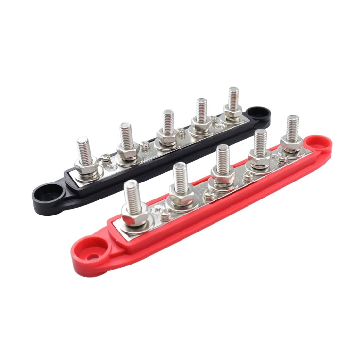 CP-4123 1 Pair RV Yacht M8 Single Row 5-way Power Distribution Block Busbar with Cover(Black + Red) - Booster Cable & Clip by PMC TechLife | Online Shopping South Africa | PMC TechLife | Buy Now Pay Later Mobicred