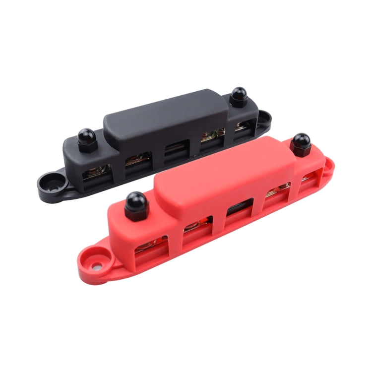 CP-4125 1 Pair RV Yacht M8 Single Row 4-way Power Distribution Block Busbar with Cover with 300A Fuse(Black + Red) - Booster Cable & Clip by PMC TechLife | Online Shopping South Africa | PMC TechLife | Buy Now Pay Later Mobicred