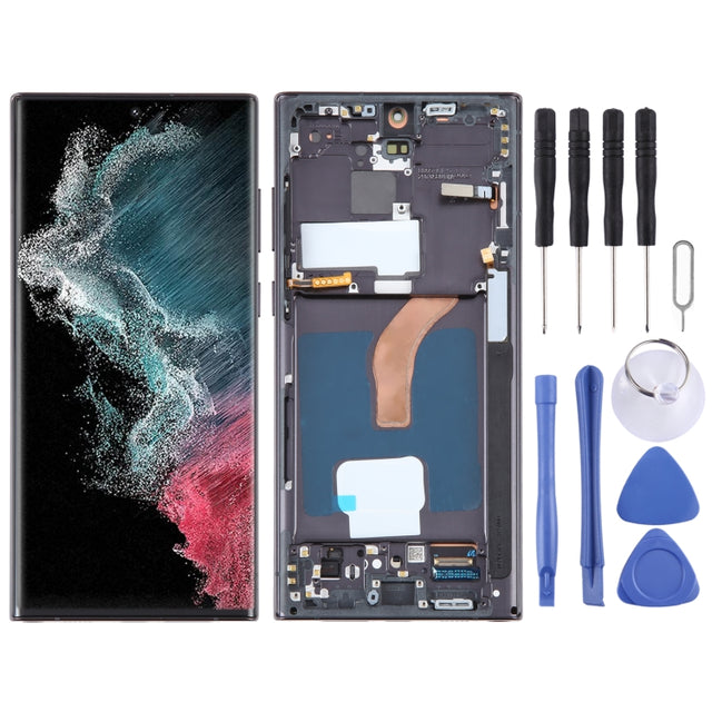 For Samsung Galaxy S22 Ultra 5G SM-S908B 6.78 inch EU Version OLED LCD Screen Digitizer Full Assembly with Frame(Black)