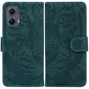 For Motorola Edge 2024 Tiger Embossing Pattern Leather Phone Case(Green)