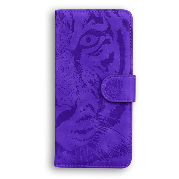 For Motorola Edge 2024 Tiger Embossing Pattern Leather Phone Case(Purple)