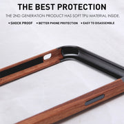 For iPhone X / XS R-JUST Metal + Wood Frame Protective Case
