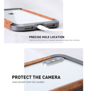 For iPhone X / XS R-JUST Metal + Wood Frame Protective Case