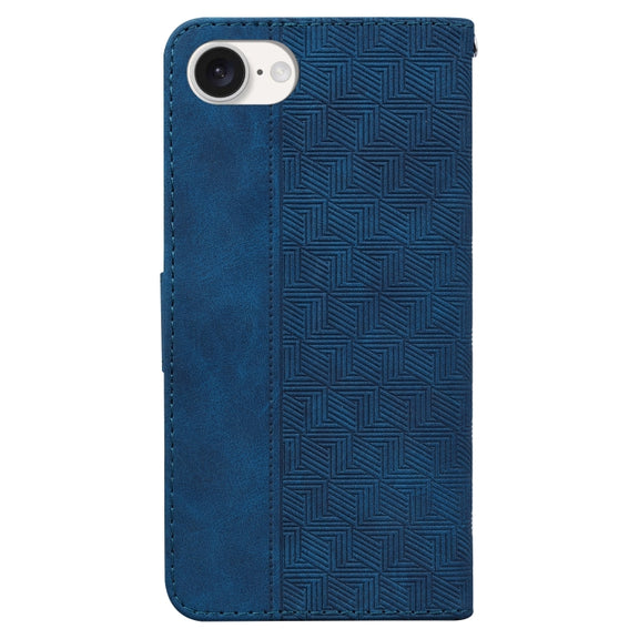 For iPhone 16e Geometric Embossed Leather Phone Case(Blue)