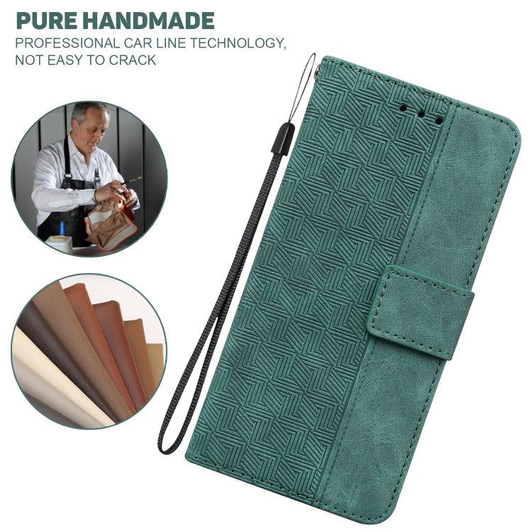 For iPhone 16e Geometric Embossed Leather Phone Case(Green) - iPhone 16e Cases by PMC TechLife | Online Shopping South Africa | PMC TechLife | Buy Now Pay Later Mobicred