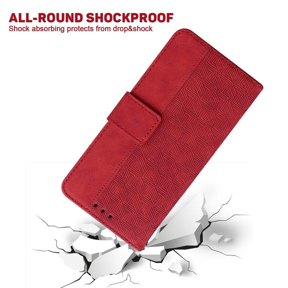 For iPhone 16 Geometric Embossed Leather Phone Case(Red)
