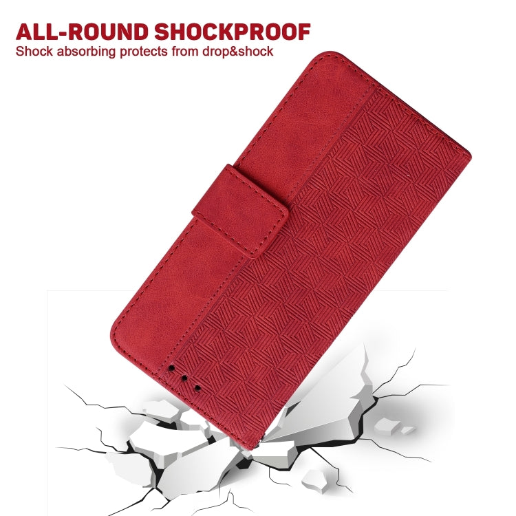 For iPhone 16 Geometric Embossed Leather Phone Case(Red)