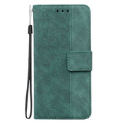 For iPhone 16 Plus Geometric Embossed Leather Phone Case(Green)
