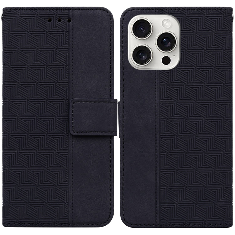 For iPhone 16 Pro Geometric Embossed Leather Phone Case(Black) - iPhone 16 Pro Cases by PMC TechLife | Online Shopping South Africa | PMC TechLife | Buy Now Pay Later Mobicred