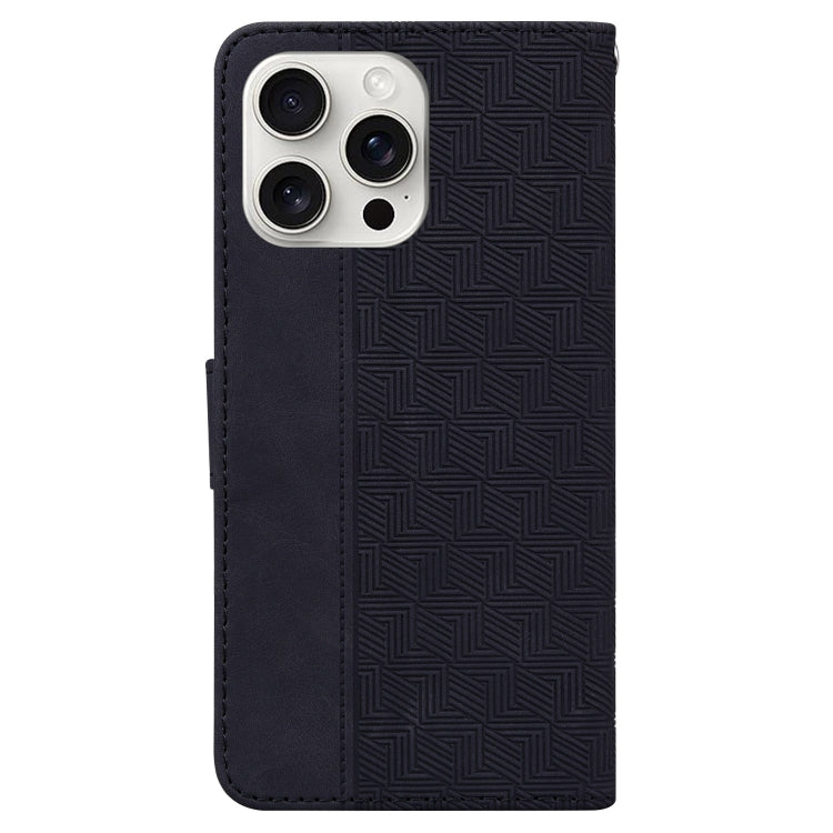 For iPhone 16 Pro Geometric Embossed Leather Phone Case(Black) - iPhone 16 Pro Cases by PMC TechLife | Online Shopping South Africa | PMC TechLife | Buy Now Pay Later Mobicred