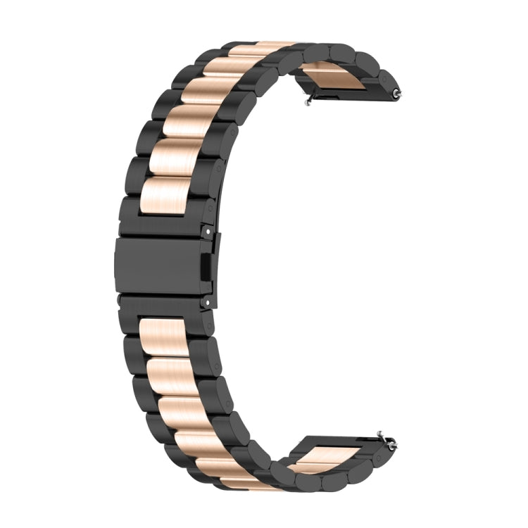 For Huawei Watch 4 / 4 Pro Three Bead Stainless Steel Watch Band(Black Rose Gold) - Watch Bands by PMC TechLife | Online Shopping South Africa | PMC TechLife