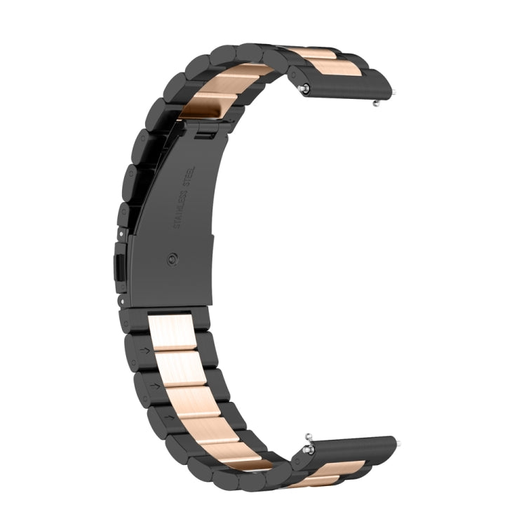 For Huawei Watch 4 / 4 Pro Three Bead Stainless Steel Watch Band(Black Rose Gold) - Watch Bands by PMC TechLife | Online Shopping South Africa | PMC TechLife