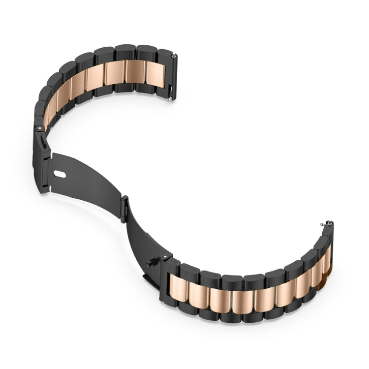 For Huawei Watch 4 / 4 Pro Three Bead Stainless Steel Watch Band(Black Rose Gold) - Watch Bands by PMC TechLife | Online Shopping South Africa | PMC TechLife