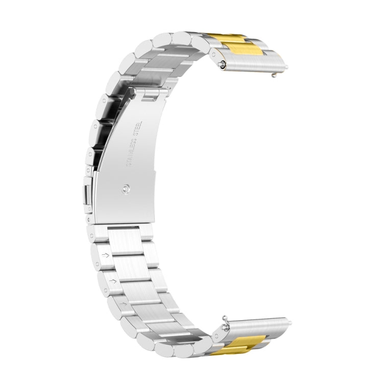 For Huawei Watch 4 / 4 Pro Three Bead Stainless Steel Watch Band(Silver Gold) - Watch Bands by PMC TechLife | Online Shopping South Africa | PMC TechLife