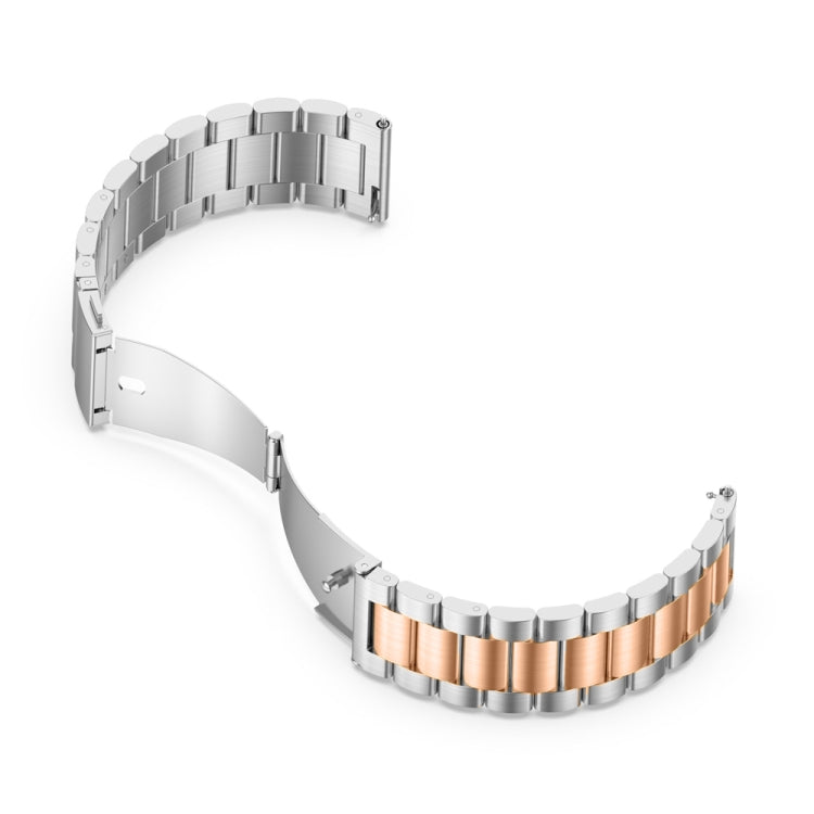 For Huawei Watch 4 / 4 Pro Three Bead Stainless Steel Watch Band(Silver Rose Gold) - Watch Bands by PMC TechLife | Online Shopping South Africa | PMC TechLife