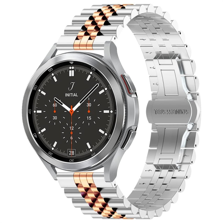 For Huawei Watch 4 / 4 Pro Five Bead Stainless Steel Watch Band(Silver Rose Gold) - Watch Bands by PMC TechLife | Online Shopping South Africa | PMC TechLife