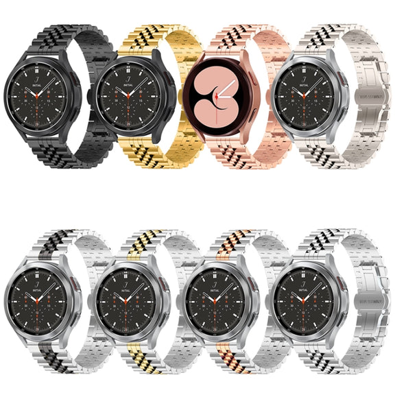 For Huawei Watch 4 / 4 Pro Five Bead Stainless Steel Watch Band(Silver Rose Gold)