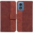 For Motorola Moto G Play 4G 2024 Geometric Embossed Leather Phone Case(Brown) - free shipping - PMC Jewellery - Order now!