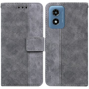 For Motorola Moto G Play 4G 2024 Geometric Embossed Leather Phone Case(Grey)