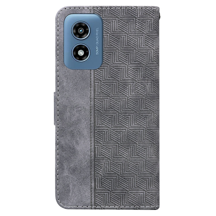 For Motorola Moto G Play 4G 2024 Geometric Embossed Leather Phone Case(Grey)